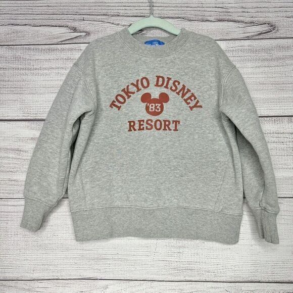 TOKYO DISNEY RESORT TODLER HEAVY COTTON‎ BLEND GRAY SWEATSHIRT SIZE 120 JAPAN 4T - Picture 1 of 6
